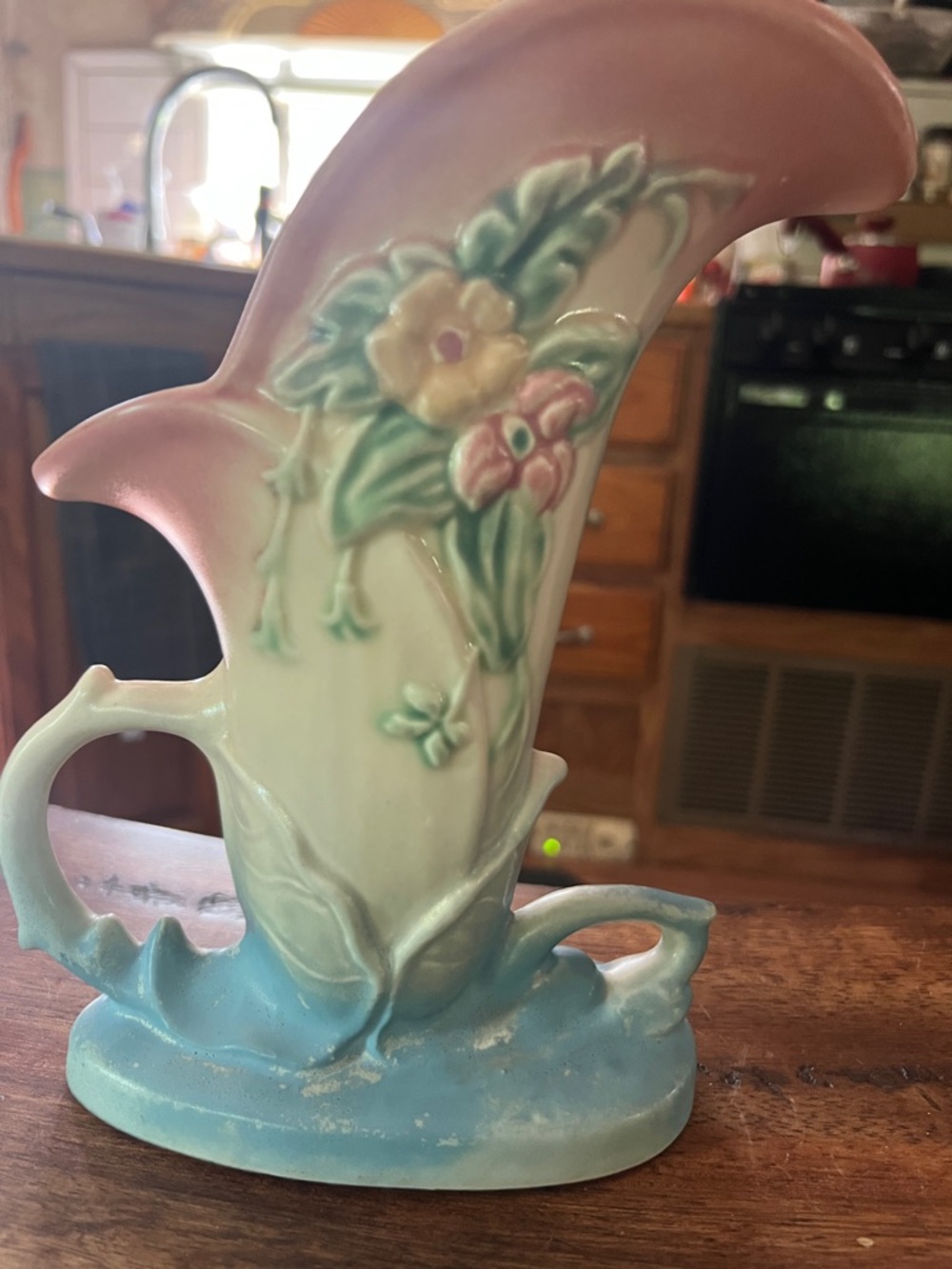 Vintage Hull Pottery-Pink and Blue Floral Ceramic Vase - Decorative Home Art - Picture 6 of 17